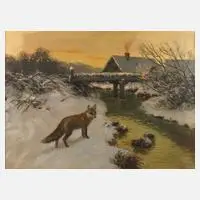 Josef Schmitzberger, Fuchs am romantischen Bach, Öl auf Leinwand