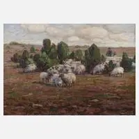 Willy Tiedjen, Schafe in der Lüneburger Heide, Öl auf Leinwand