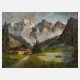 Wolfgang Heinz Unger, "Bergbauer am See", Öl auf Leinwand