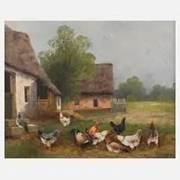 Karl Theodor Wagner, nordischer Hühnerhof, Öl auf Leinwand