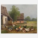 Karl Theodor Wagner, nordischer Hühnerhof, Öl auf Leinwand