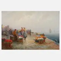 Karl Theodor Wagner, Auf dem Blumenmarkt, Öl auf Leinwand