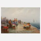 Karl Theodor Wagner, Auf dem Blumenmarkt, Öl auf Leinwand