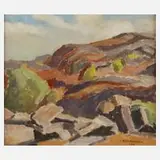 Ellis Wallin, "Berg", Öl auf Leinwand und Hartfaserplatte