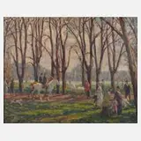 Otto Weil, "Im Englischen Garten in München", Öl auf Leinwand