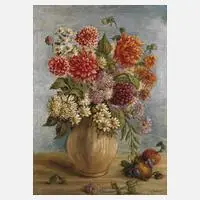 Karl Walter, Sommerblumen und Früchte, Öl auf Pappe