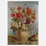 Karl Walter, Sommerblumen und Früchte, Öl auf Pappe