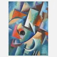 Futuristische Komposition by Waclav Kusin, Öl auf Malpappe, sold Jun 2020