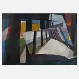 Heinz-Otto Müller-Erbach, "Straße im Rückspiegel", Öl auf Leinwand
