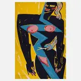 Elvira Bach, Frau mit Schlange, Farbserigraphie