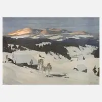 Karl Biese, Winter im Schwarzwald, Farblithographie