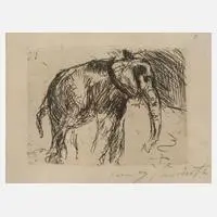 Elefant by Lovis Corinth, Radierung mit dezentem Plattenton, sold Jun 2020