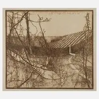 Walter Herzog, "Weinberg Bosel", 1936, Radierung in Sepia