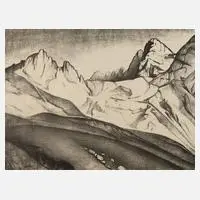 Prof. Alexander Kanoldt, "Frauenalpel", 1932, Lithographie
