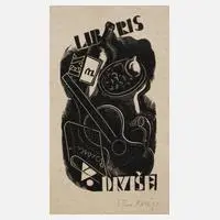 Rudolf Krajc, Exlibris, Holzstich