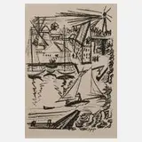 Prof. Hermann Max Pechstein, Fischerhafen, Lithographie