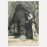 Heinrich Vogeler, „Weihnachten“, Radierung in Dunkelblau