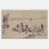 Eugène Budin, Am Strand, Zeichnung mit dem gleichem Motiv