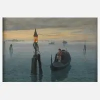 Hermann Krezzer, Abend auf der Lugane von Venedig, Mischtechnik