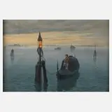 Hermann Krezzer, Abend auf der Lugane von Venedig, Mischtechnik