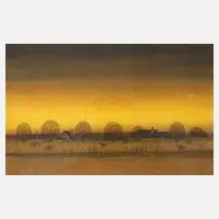Dorf mit Pferdekoppel by Werner von Boltenstern, Ölmalerei, sold Jun 2020