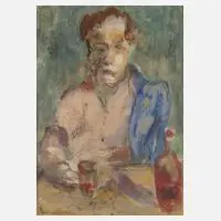 Walter Höfner, Trinkender, 1961, Kohle