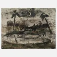 Walter Höfner, Südliche Landschaft, Kreiden auf Papier