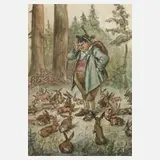 A. Krüger, Die Hasenversammlung, aquarellierte