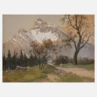 Franz Moro, "Untersberg bei Salzburg", Aquarell und Deckweiß