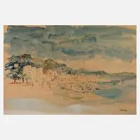 Albert Saverys, An der Rivera, Tusche und Aquarell