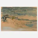 Albert Saverys, An der Rivera, Tusche und Aquarell