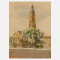 Peter Woltze, Hausmannsturm und Bastille, 1914, Aquarell