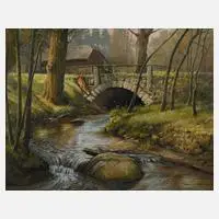 Alfred Hirsch, Am Bachlauf, Öl auf Leinwand