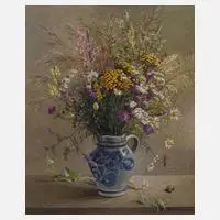 Alfred Hirsch, Wiesenblumenstillleben, Öl auf Hartfaserplatte