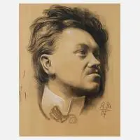 Prof. Richard Müller, Portrait Carl Walther, Zeichnung