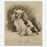 Prof. Richard Müller, "Sitzender Pekinese", 1921, Radierung