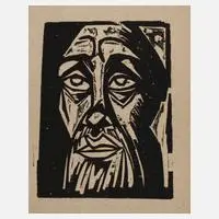 Männerkopf by Max Pechstein, Holzschnitt auf Maschinenbütten, sold Jun 2020