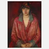 Richard Otto Voigt, Dame in Rot, 1926, Öl auf Leinwand