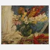 Prof. Walter Prescher van Ed, Gladiolenstillleben, Öl auf Leinwand