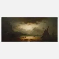 Tobias Andreae, "Mondnacht auf Capri", Öl auf Holzplatte