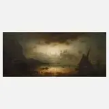 Tobias Andreae, "Mondnacht auf Capri", Öl auf Holzplatte