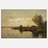 Willem Johannes Weissenbruch, Morgen am Kanal, Öl auf Leinwand