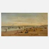 Henri van Wijk, Am Strand von Trouville, 1873, Öl auf Holztafel