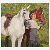 Hellmut Bachrach-Barée, Mädchen mit Pferden, 1951, Öl auf Leinwand