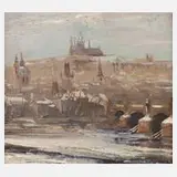 Blick auf Prag by Ema Blazkova-Gasparovicova, Öl auf Pappe, sold Jun 2020