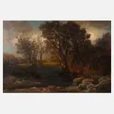 Josef Brandstetter, Bachlandschaft, Öl auf Sperrholzplatte