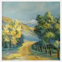 Arno Dahms, "Landweg", Öl auf Leinwand