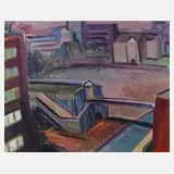Lothar Gemmel, Berliner Straßenszene, Öl auf Leinwand und Keilrahmen