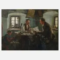 Prof. Hans Götzinger, Häusliche Szene, 1906, Öl auf Leinwand