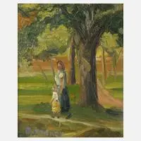 K. Gruner, Spaziergang im Park, Öl auf Leinwand